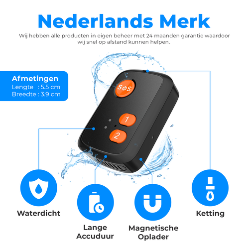 PersonalClick PersonalClick Alarmknop voor Ouderen PC20 - Persoonlijk Alarmknop voor Senioren met GPS Locatie - Waterdichte Noodhulpknop - Personenalarmering - alarmknop voor ouderen - Zwart - Zonder abonnement - Met 4G Simkaart