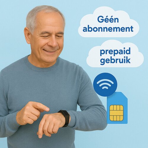 PersonalClick PersonalClick PC45 Smal - Alarm Horloge Ouderen - Valdetectie- Waterdicht- SOS Knop - Extra smal en lange accuduur - Zwart