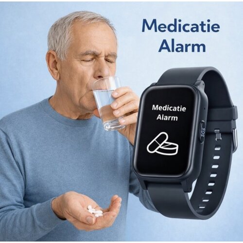 PersonalClick PersonalClick PC45 Smal - Alarm Horloge Ouderen - Valdetectie- Waterdicht- SOS Knop - Extra smal en lange accuduur - Rood