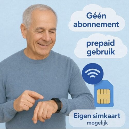 PersonalClick PersonalClick PC45 Smal - Alarm Horloge Ouderen - Valdetectie- Waterdicht- SOS Knop - Extra smal en lange accuduur - Zwart