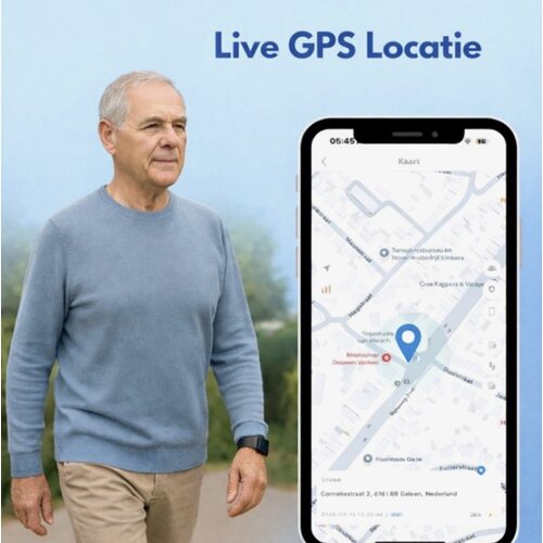 PersonalClick PersonalClick PC45 Smal - Alarm Horloge Ouderen - Valdetectie- Waterdicht- SOS Knop - Extra smal en lange accuduur - Zwart