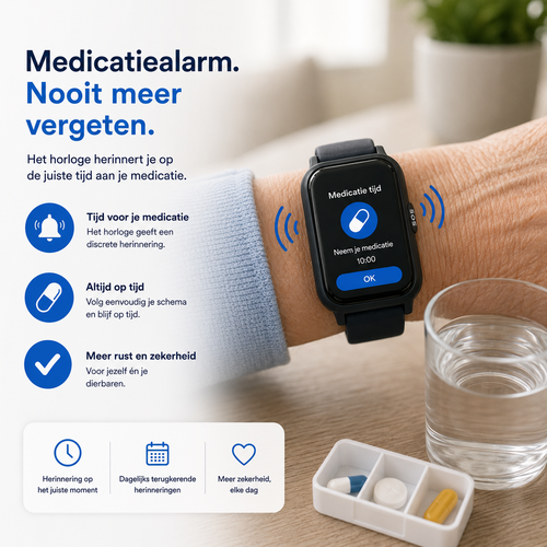 PersonalClick PersonalClick PC45 Smal - Alarm Horloge Ouderen - Valdetectie- Waterdicht- SOS Knop - Extra smal en lange accuduur - Wit