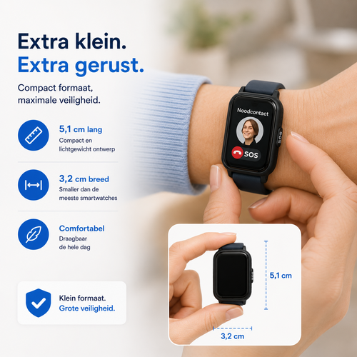 PersonalClick PersonalClick PC45 Smal - Alarm Horloge Ouderen - Valdetectie- Waterdicht- SOS Knop - Extra smal en lange accuduur - Rood