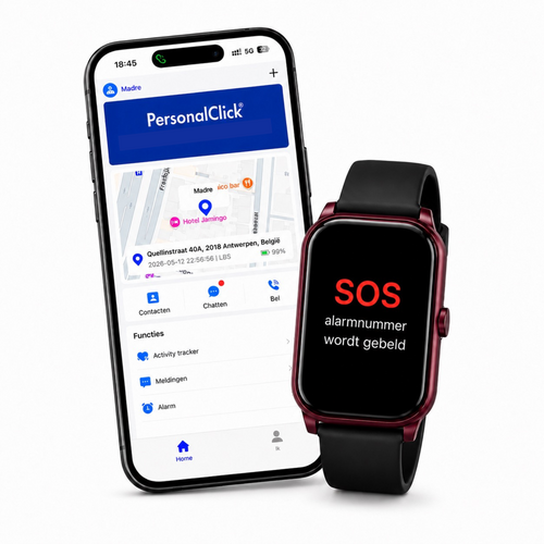 PersonalClick PersonalClick PC45 Smal Alarm Horloge Ouderen – GPS, SOS en Valdetectie – Rood