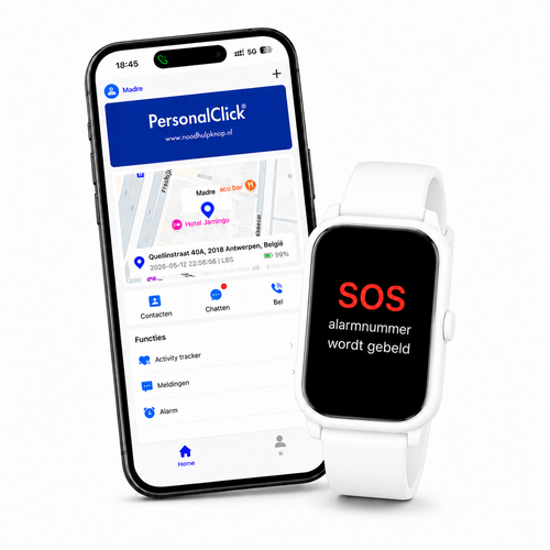 PersonalClick PersonalClick PC45 Smal Alarm Horloge Ouderen – GPS, SOS en Valdetectie – Wit
