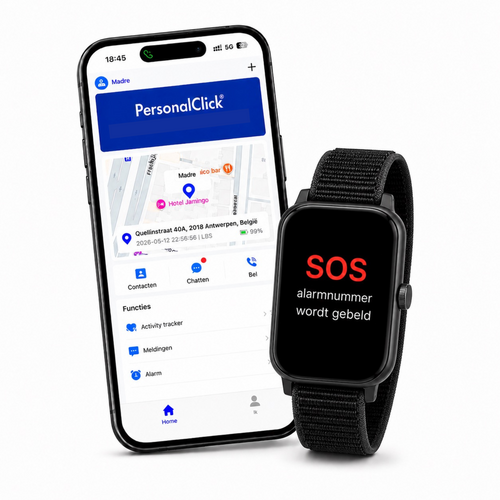 PersonalClick PersonalClick PC45 Smal Alarm Horloge Ouderen – GPS, SOS en Valdetectie – Klittenband