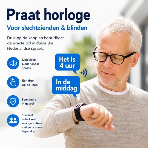 PersonalClick PersonalClick Sprekend Horloge Deluxe – Nederlands Sprekend Horloge voor Slechtzienden & Blinden – Spreekt Tijd en Datum – Rekbare Band – Zilver PersonalClick PersonalClick Sprekend Horloge Deluxe – Nederlands Sprekend Horloge voor Slechtzienden & Blinden – Spreekt Tijd en Datum – Rekbare Band – Zilver