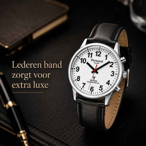 PersonalClick PersonalClick Sprekend Horloge Deluxe – Nederlands Sprekend Horloge voor Slechtzienden & Blinden – Spreekt Tijd en Datum – lederen Band – Zwart PersonalClick PersonalClick Sprekend Horloge Deluxe – Nederlands Sprekend Horloge voor Slechtzienden & Blinden – Spreekt Tijd en Datum – lederen Band – Zwart