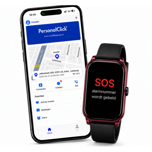 PersonalClick PersonalClick PC45 Smal Alarm Horloge Ouderen – GPS, SOS en Valdetectie – Rood PersonalClick PersonalClick PC45 Smal Alarm Horloge Ouderen – GPS, SOS en Valdetectie – Rood
