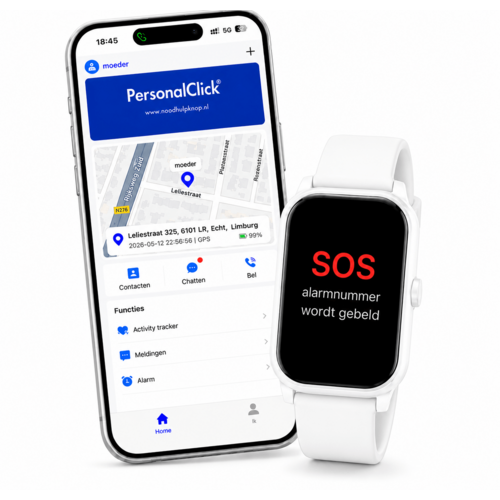 PersonalClick PersonalClick PC45 Smal Alarm Horloge Ouderen – GPS, SOS en Valdetectie – Wit PersonalClick PersonalClick PC45 Smal Alarm Horloge Ouderen – GPS, SOS en Valdetectie – Wit