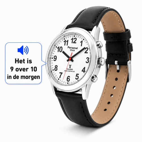 PersonalClick PersonalClick Sprekend Horloge Deluxe – Nederlands Sprekend Horloge voor Slechtzienden & Blinden – Spreekt Tijd en Datum – lederen Band – Zwart PersonalClick PersonalClick Sprekend Horloge Deluxe – Nederlands Sprekend Horloge voor Slechtzienden & Blinden – Spreekt Tijd en Datum – lederen Band – Zwart