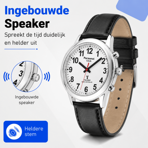 PersonalClick PersonalClick Sprekend Horloge Deluxe – Nederlands Sprekend Horloge voor Slechtzienden & Blinden – Spreekt Tijd en Datum – lederen Band – Zwart PersonalClick PersonalClick Sprekend Horloge Deluxe – Nederlands Sprekend Horloge voor Slechtzienden & Blinden – Spreekt Tijd en Datum – lederen Band – Zwart
