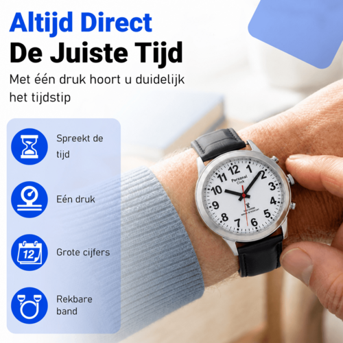 PersonalClick PersonalClick Sprekend Horloge Deluxe – Nederlands Sprekend Horloge voor Slechtzienden & Blinden – Spreekt Tijd en Datum – lederen Band – Zwart PersonalClick PersonalClick Sprekend Horloge Deluxe – Nederlands Sprekend Horloge voor Slechtzienden & Blinden – Spreekt Tijd en Datum – lederen Band – Zwart
