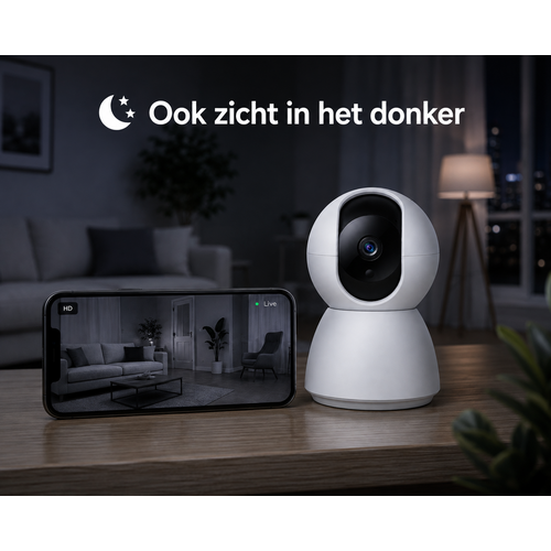 PersonalClick     PersonalClick WiFi Camera Binnen – Beveiligingscamera met App, Nachtzicht & 355° Draaibaar
