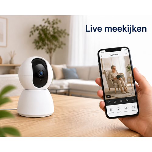 PersonalClick     PersonalClick WiFi Camera Binnen – Beveiligingscamera met App, Nachtzicht & 355° Draaibaar