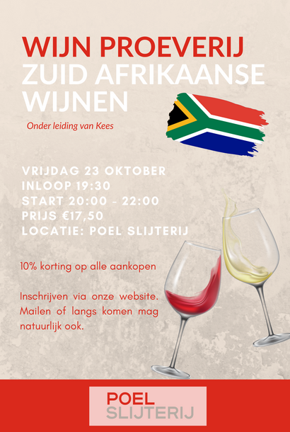 Wijn proeverij Zuid Afrikaanse Wijnen