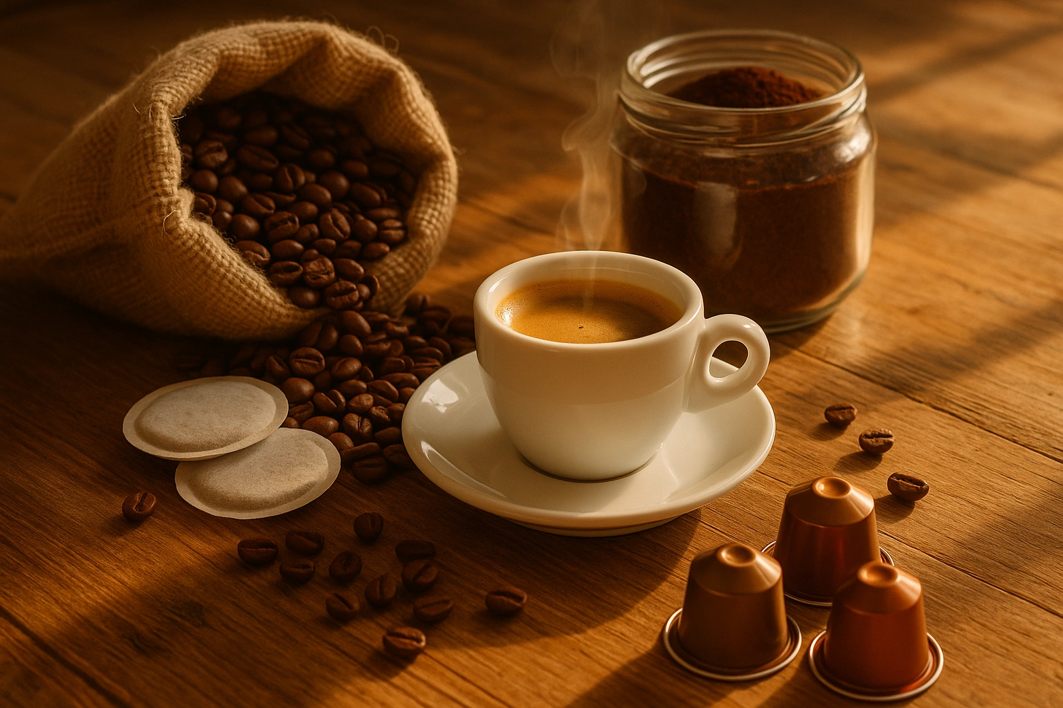 Was trinkst du heute? Ganze Bohnen, gemahlener Kaffee, Pads, Kapseln oder Instantkaffee?