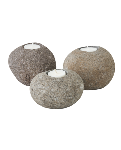 Candle holder Riverstone low, set of 3