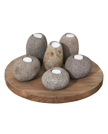 Candle holder Riverstone low, set of 3
