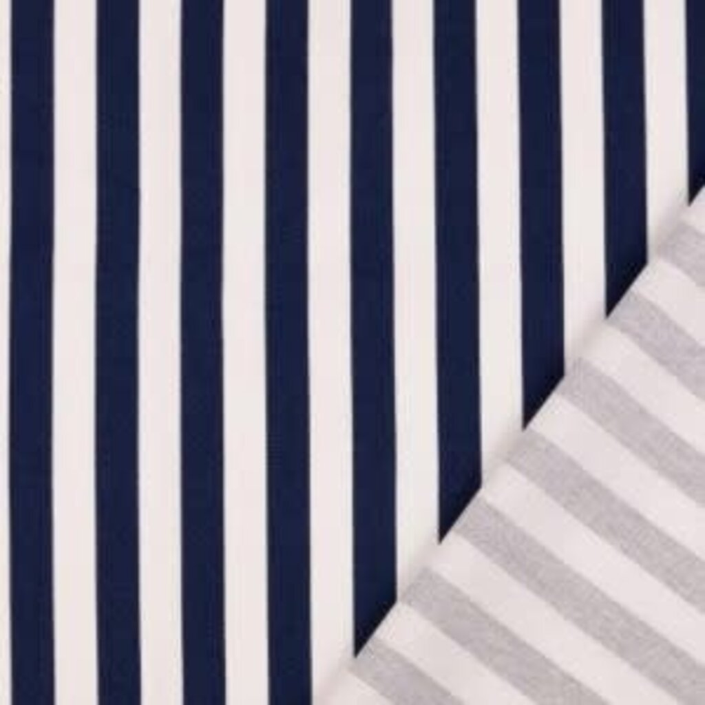 streep marine blauw - katoen twill (12.50 p.m)