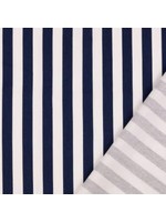 streep marine blauw - katoen twill (12.50 p.m)