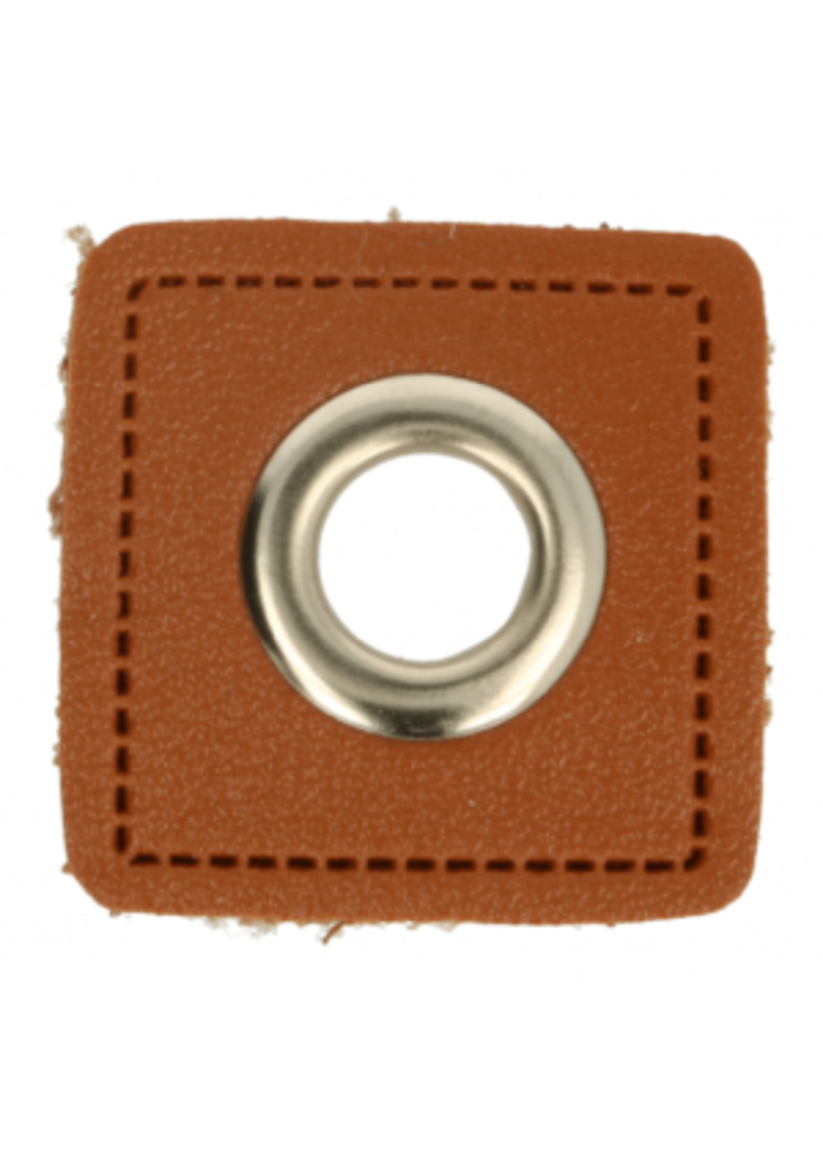 Nestelogen camel kunstleer - zilver  8 mm