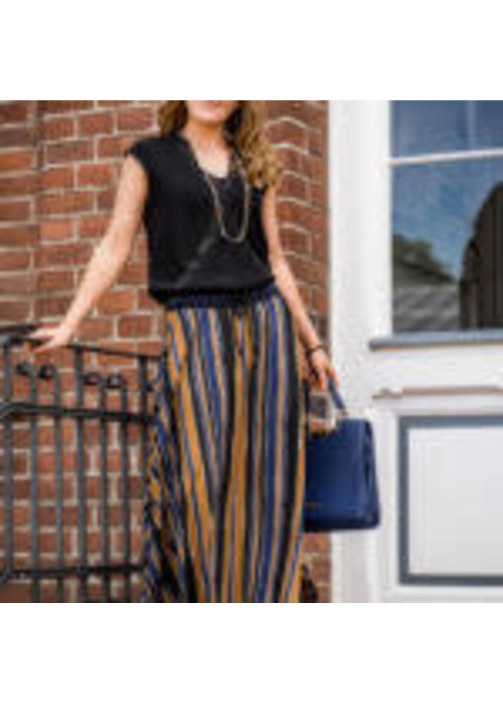 Stripes blauw bruin - Viscose (10,80 p.m)