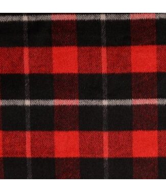 Rood zwart geblokt - Felt coat fabric