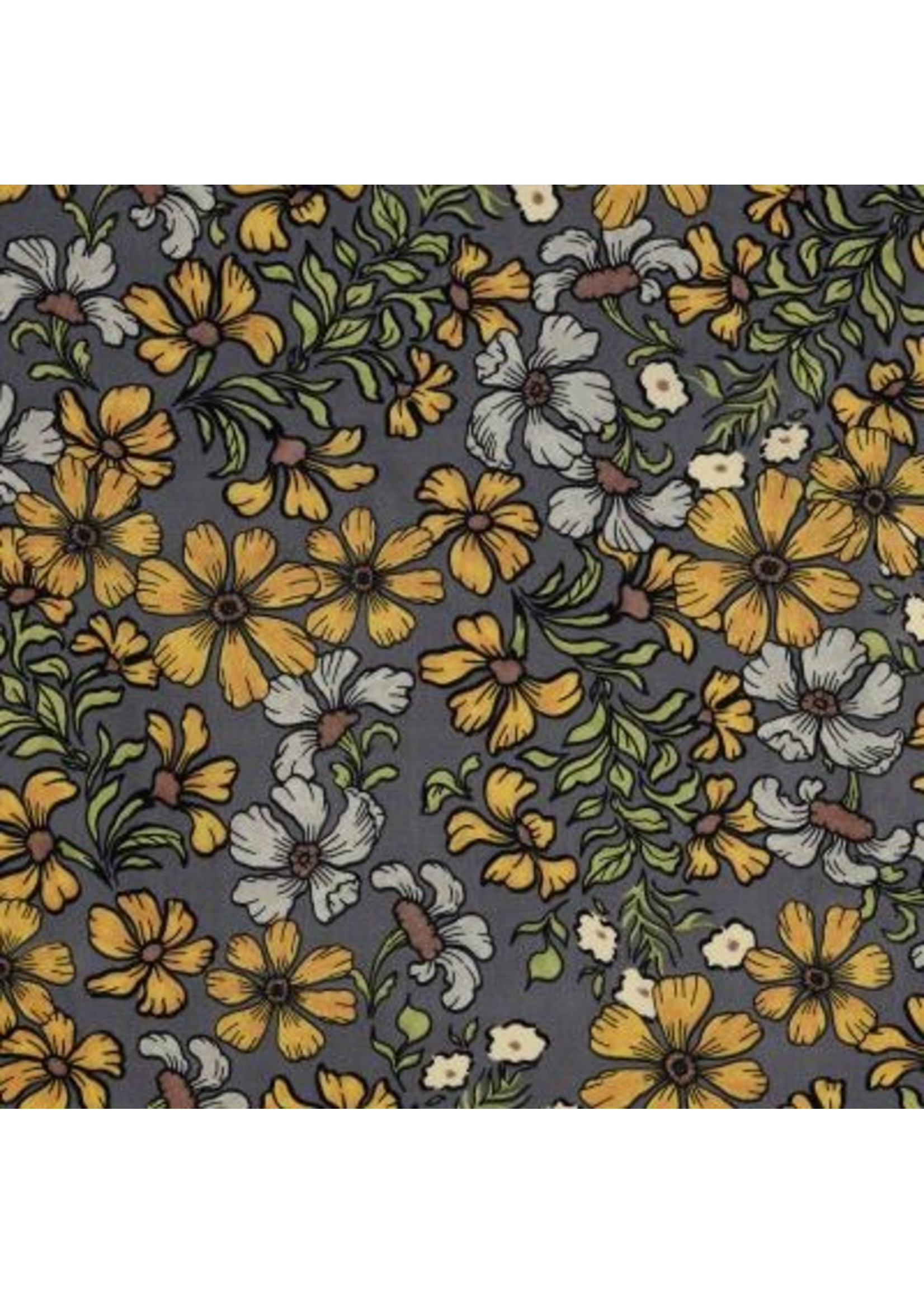 grijs bloemen - Viscose (10,50 p.m)