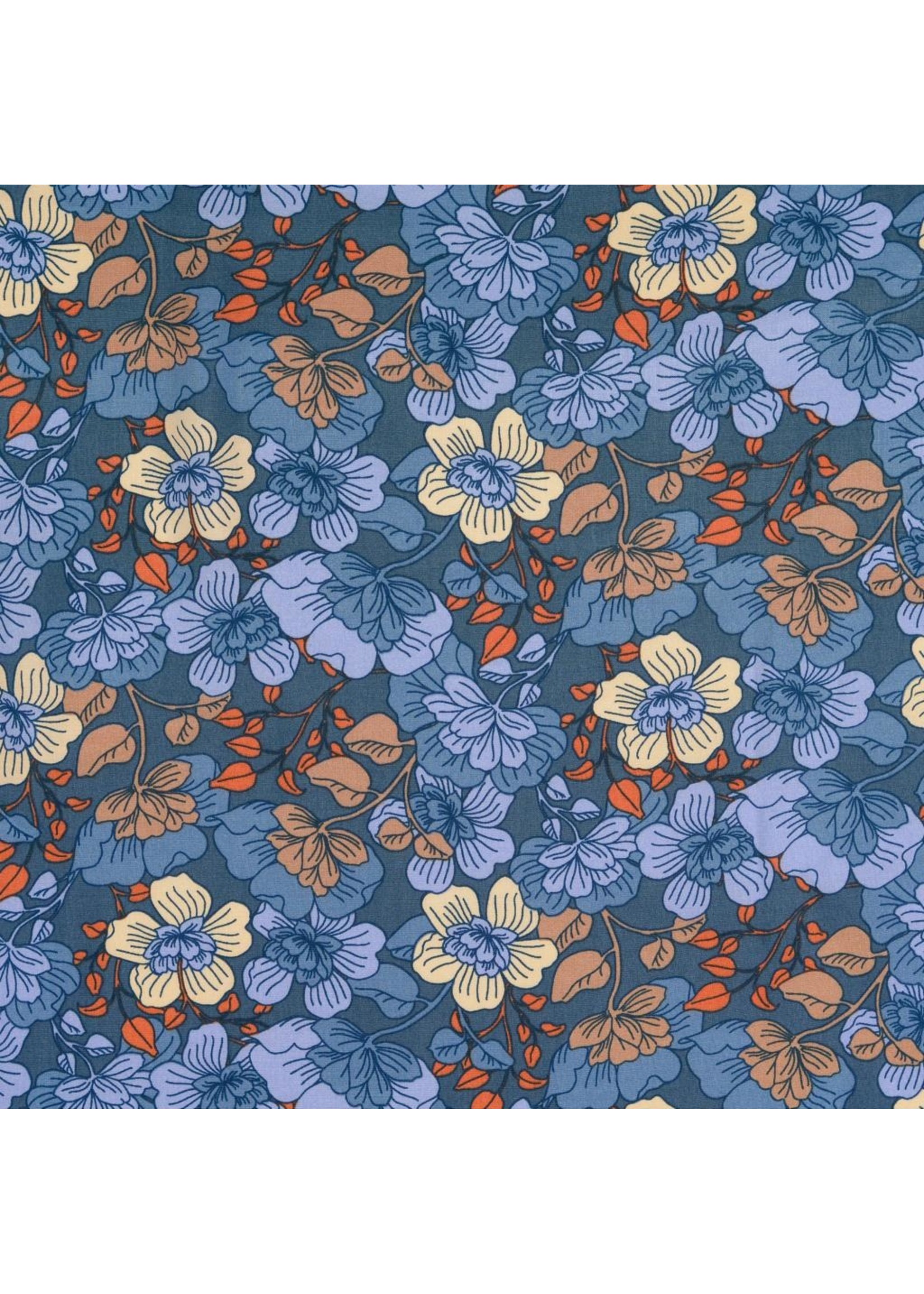 blauwe bloemen - Viscose (10,50 p.m)