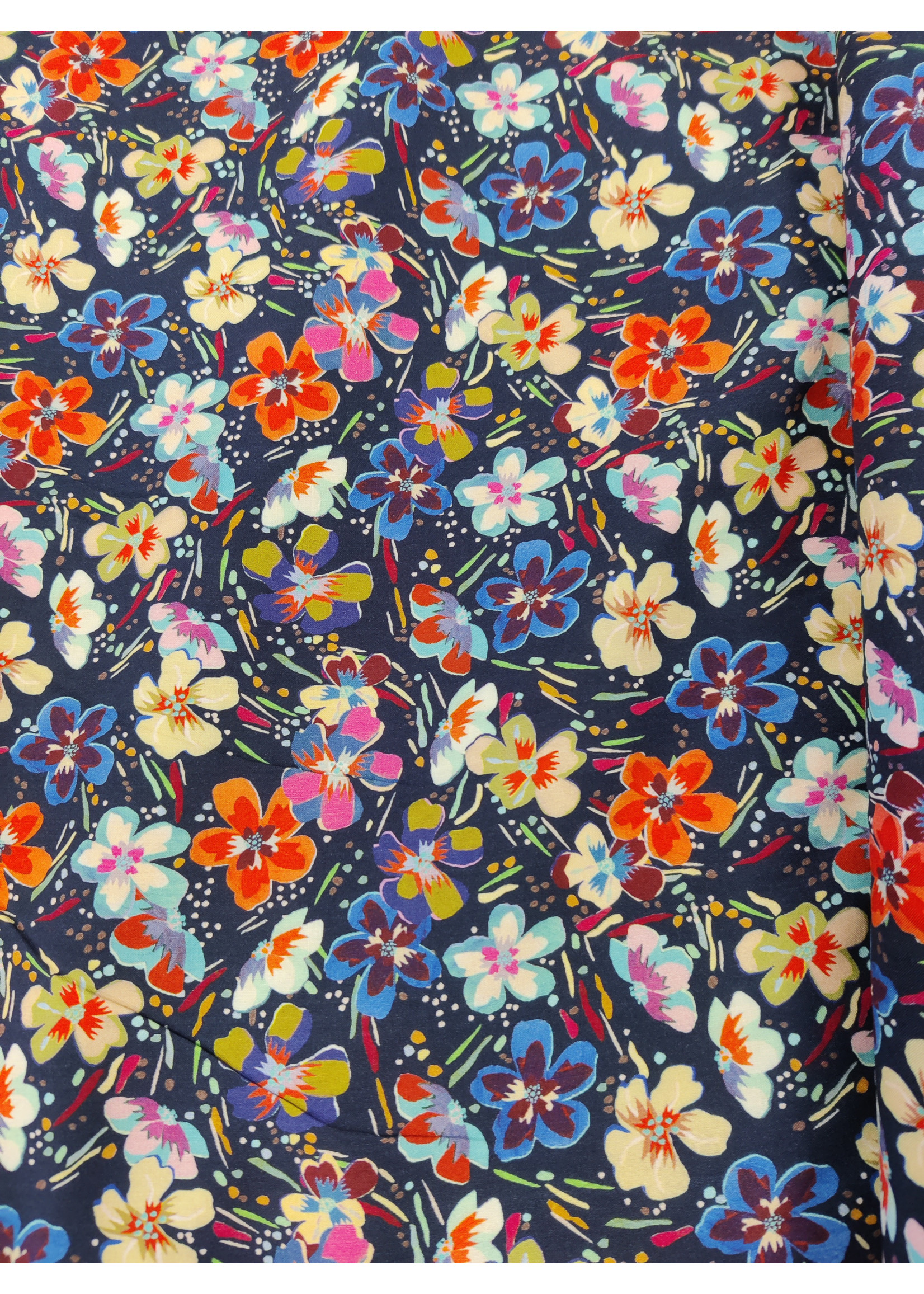 flower blauw - Viscose (Coupon 1.20cm)