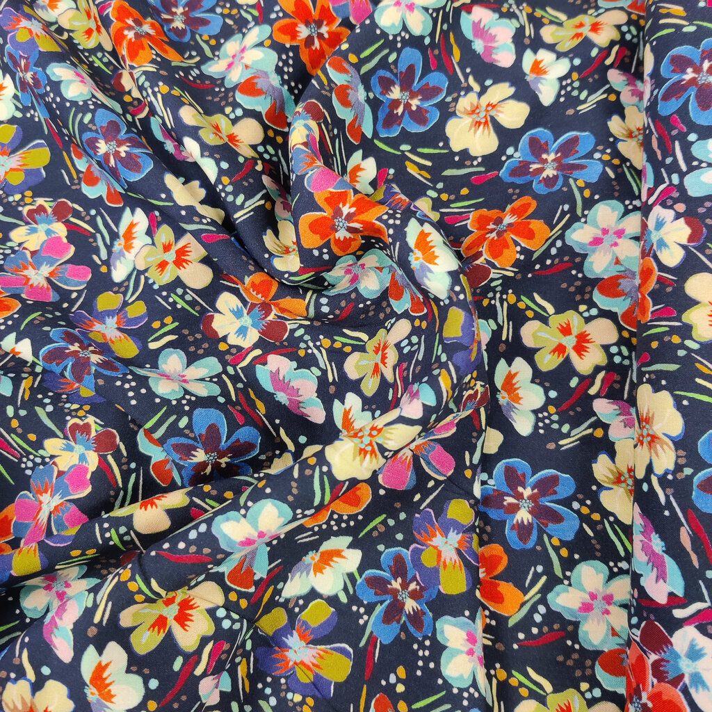 flower blauw - Viscose (17,80 p.m)