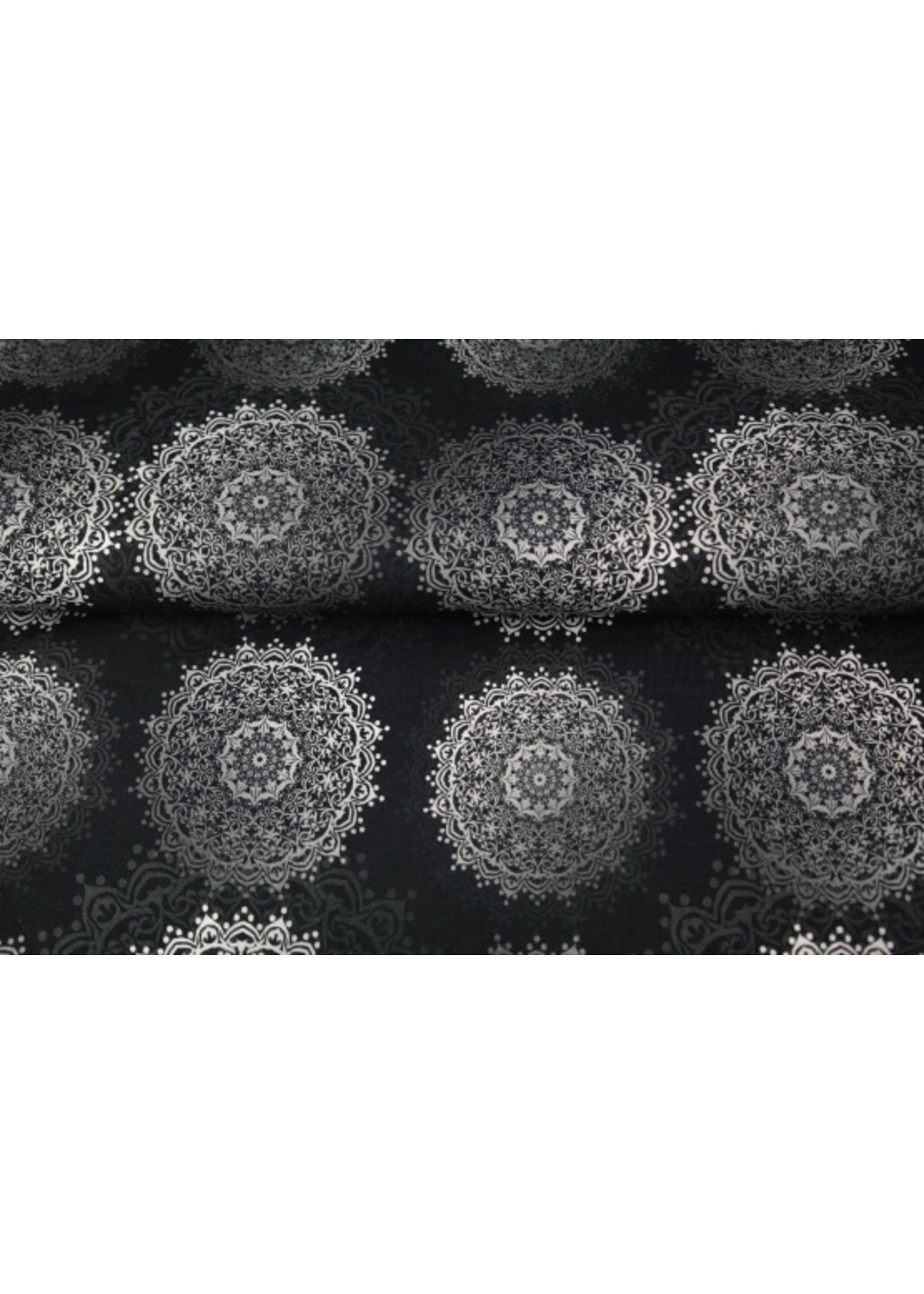 Mandala zwart - Katoen tricot (19,00 p.m)