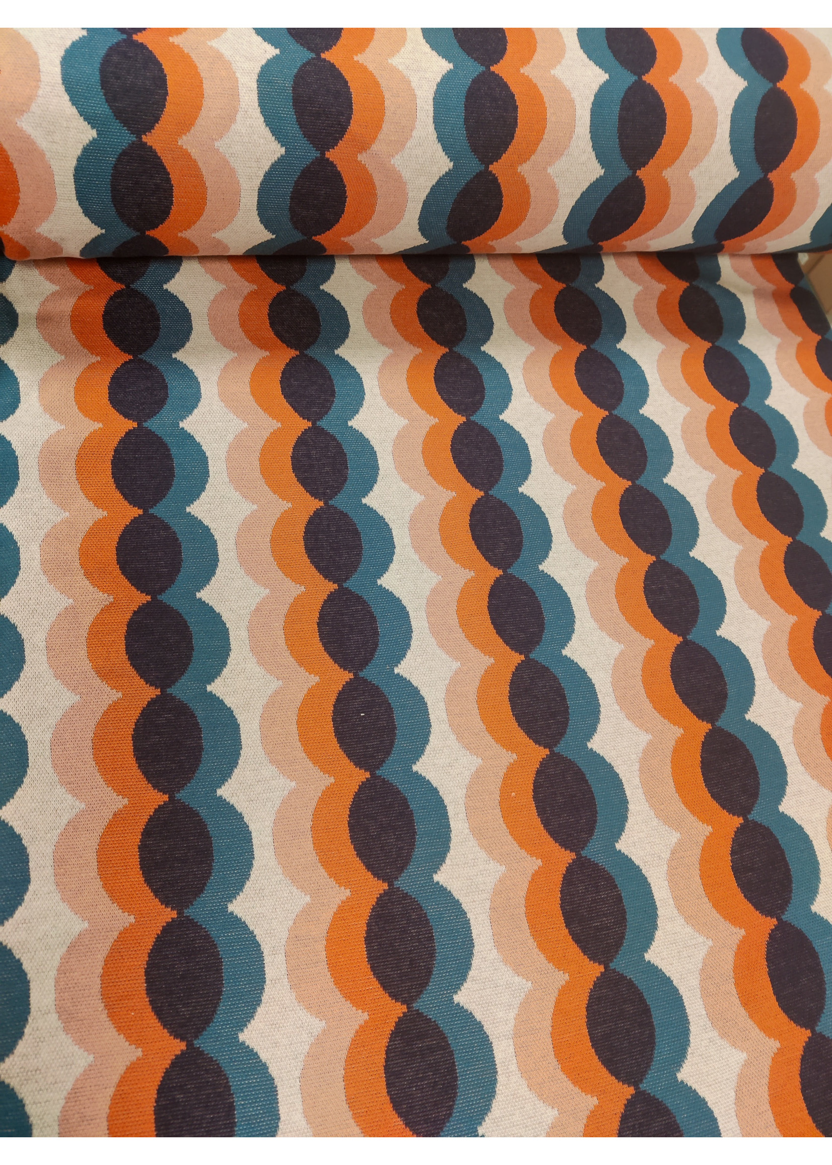 retro cirkels blauw, jacquard - ALb Stoffe (27,00 p.m)