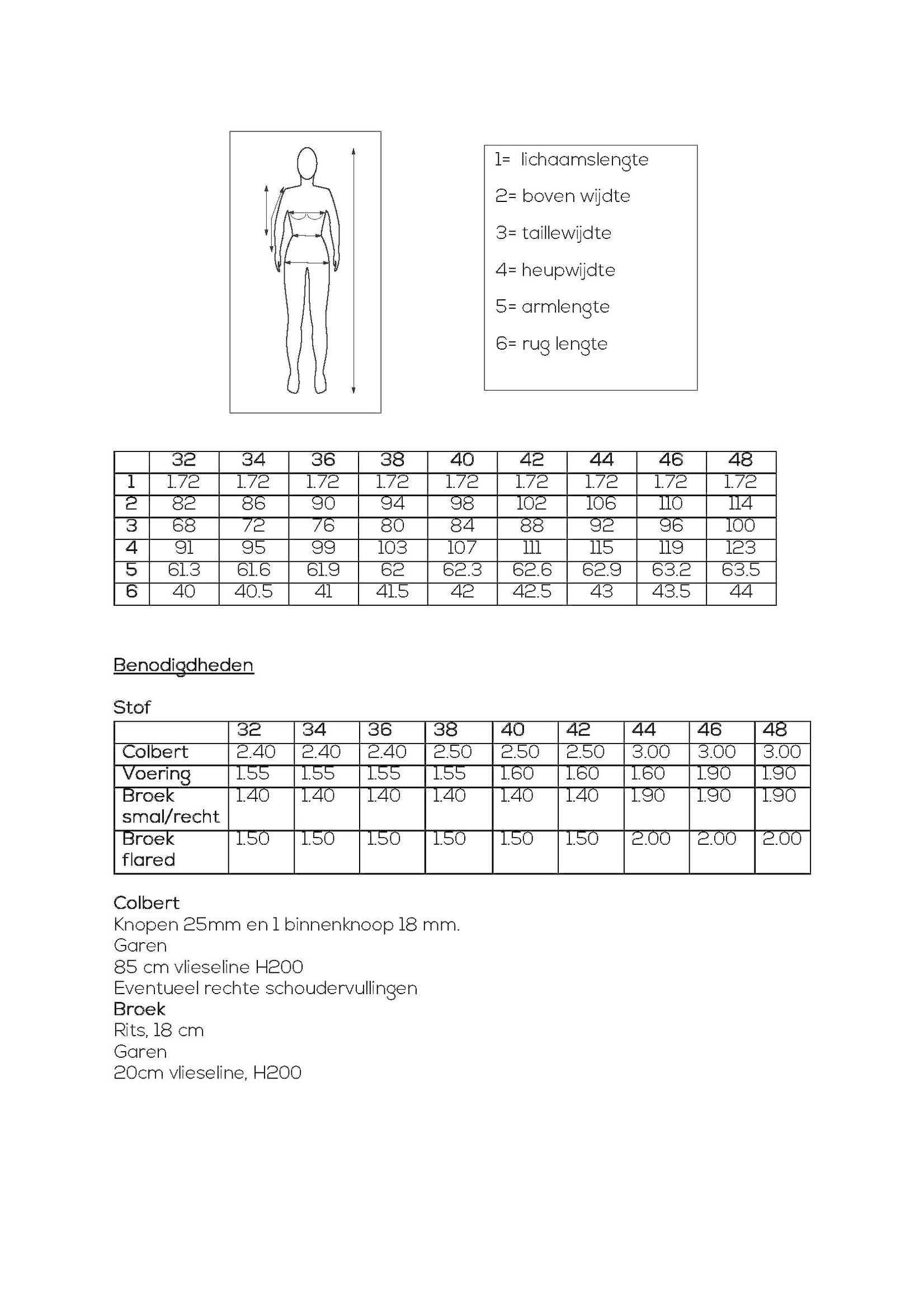 PDF - #002 Damespak skinny, maat 32- 48