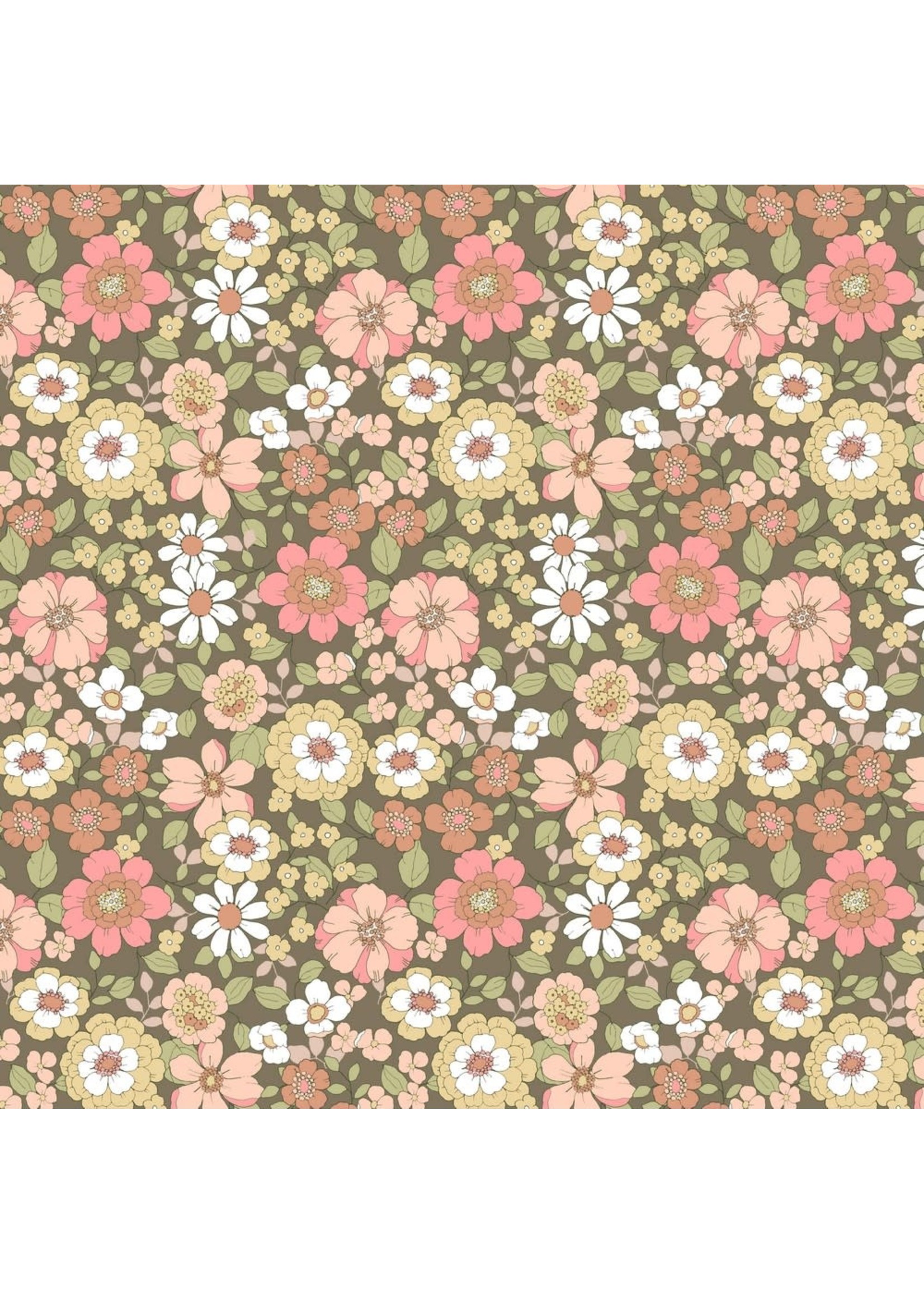Flowers green - poplin katoen (11,00 p.m)