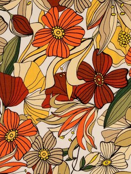 Oranje bloemen - Viscose Crepe (16,20 p.m)