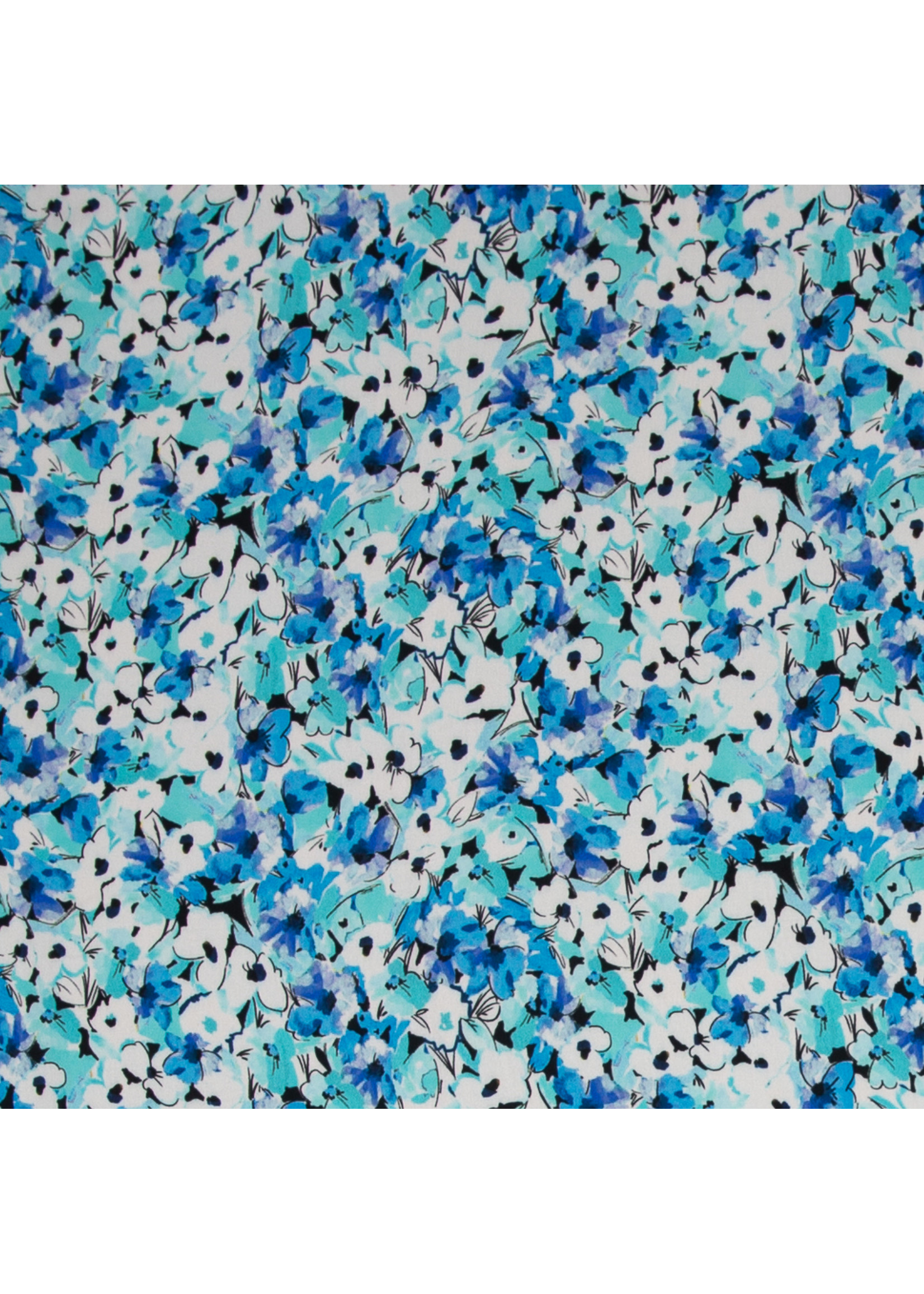 Blauwe bloempjes - Viscose (18,50 p.m)