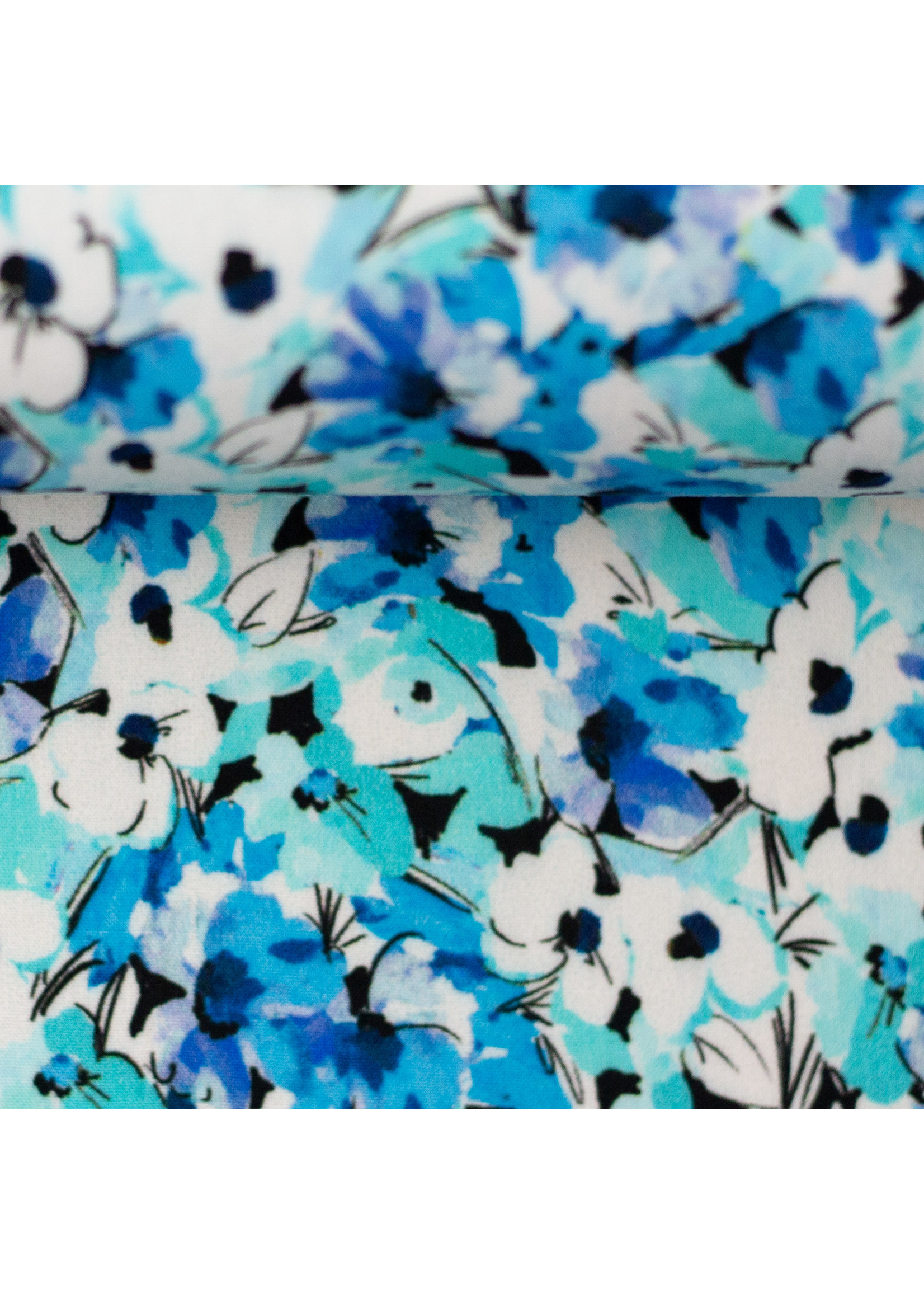Blauwe bloempjes - Viscose (18,50 p.m)