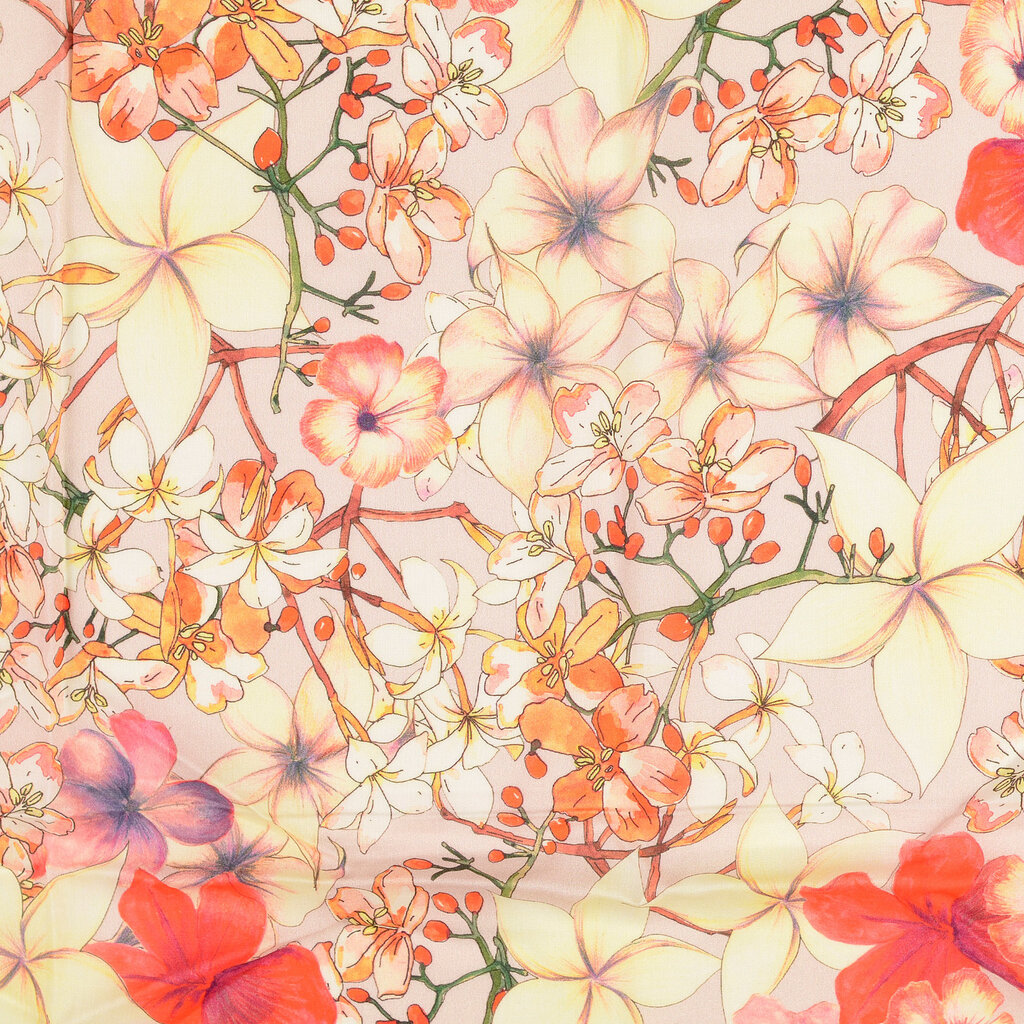 Oranje bloemen - Viscose (22, 00 p.m)