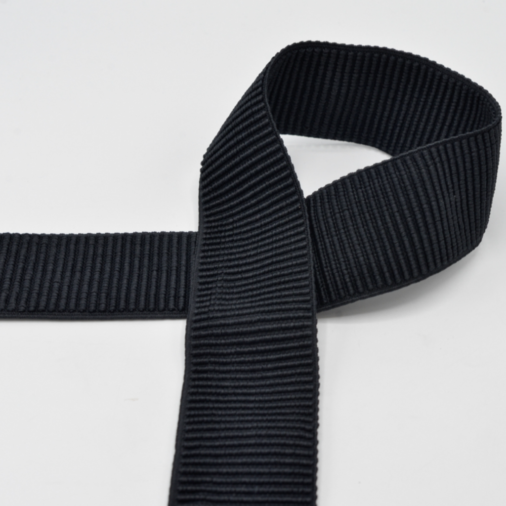 Zwart  Rib elastiek- Elastiek (2.50 p.m)
