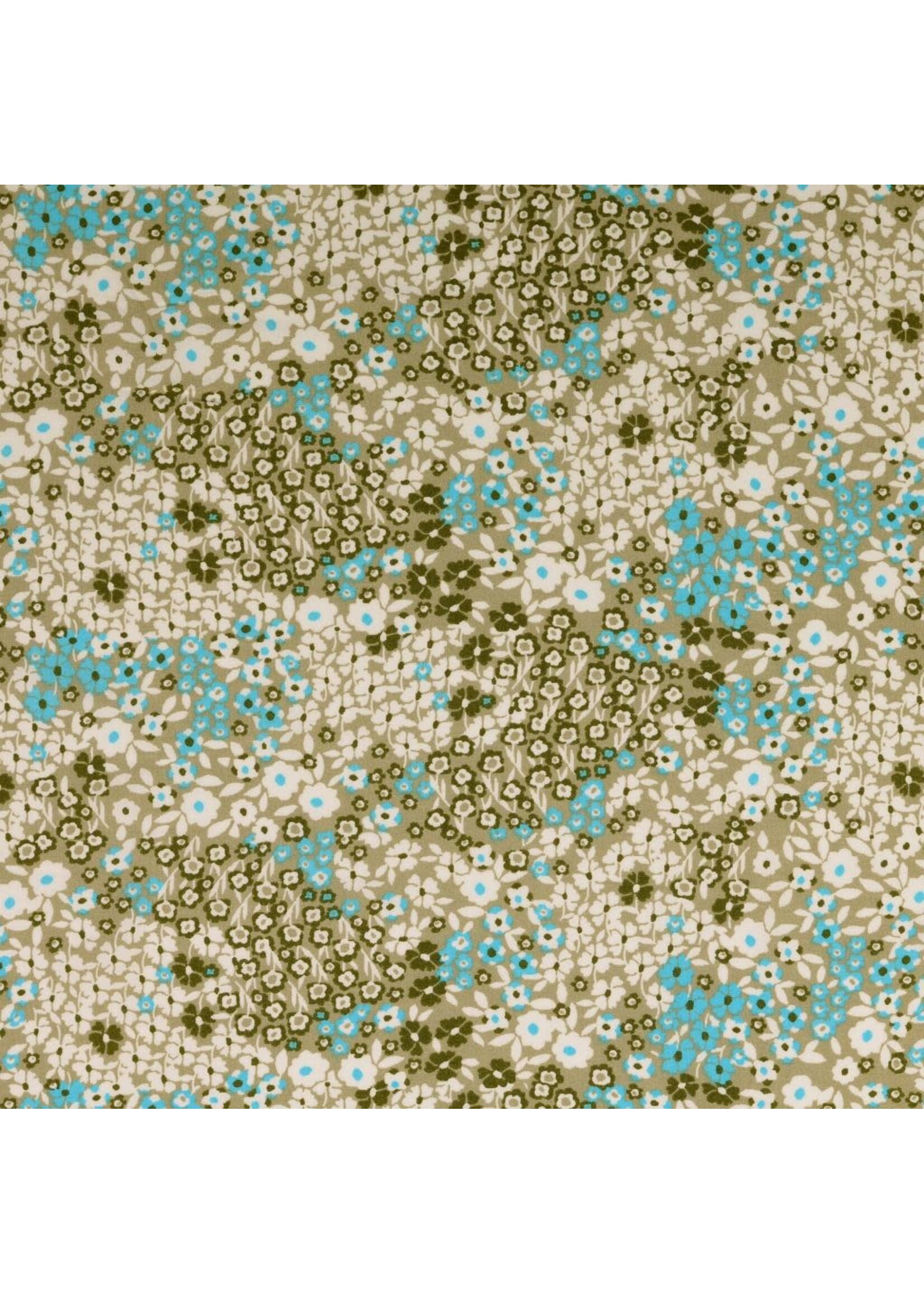 Groene bloempjes - Viscose (12.50 p.m)