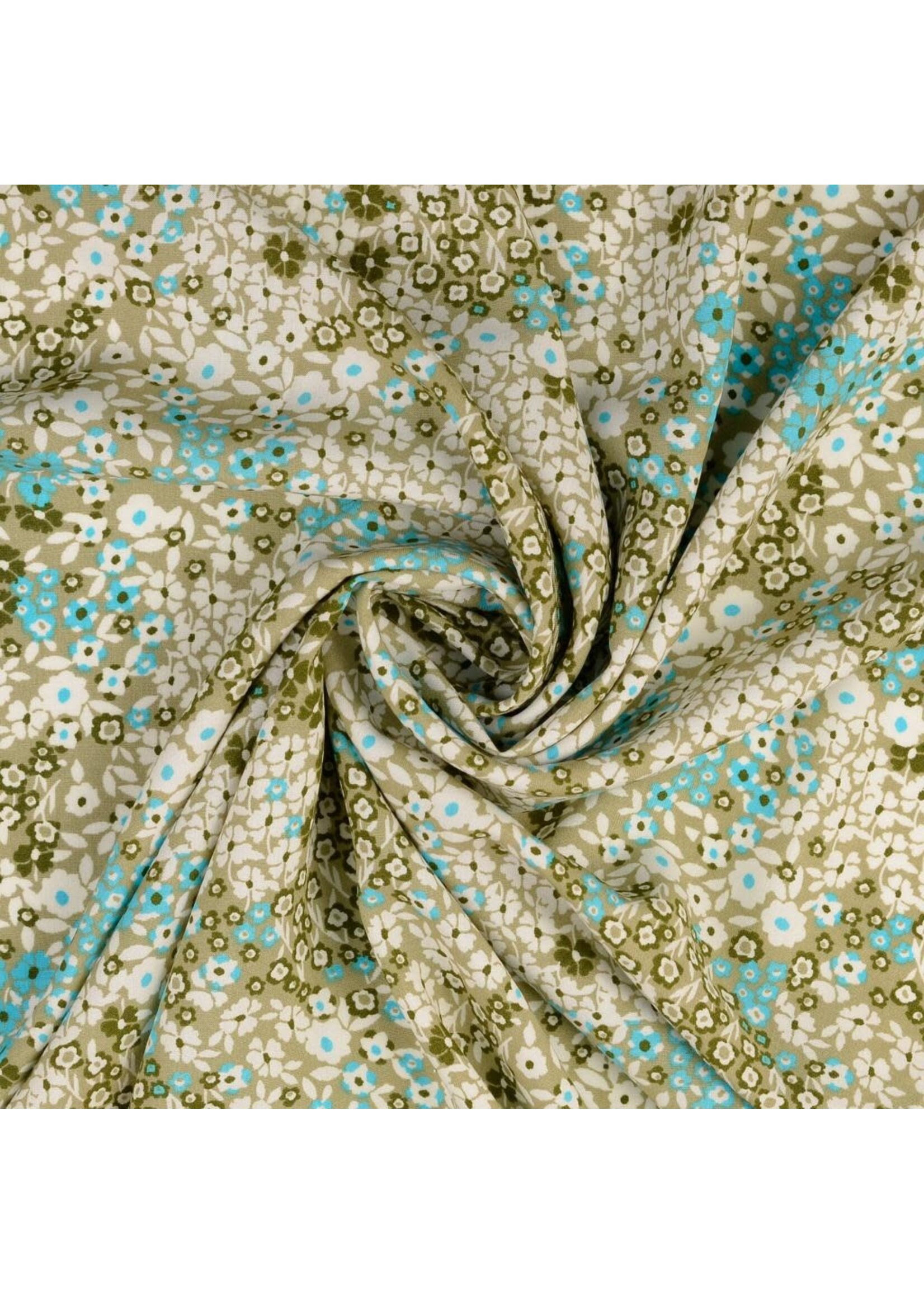 Groene bloempjes - Viscose (12.50 p.m)