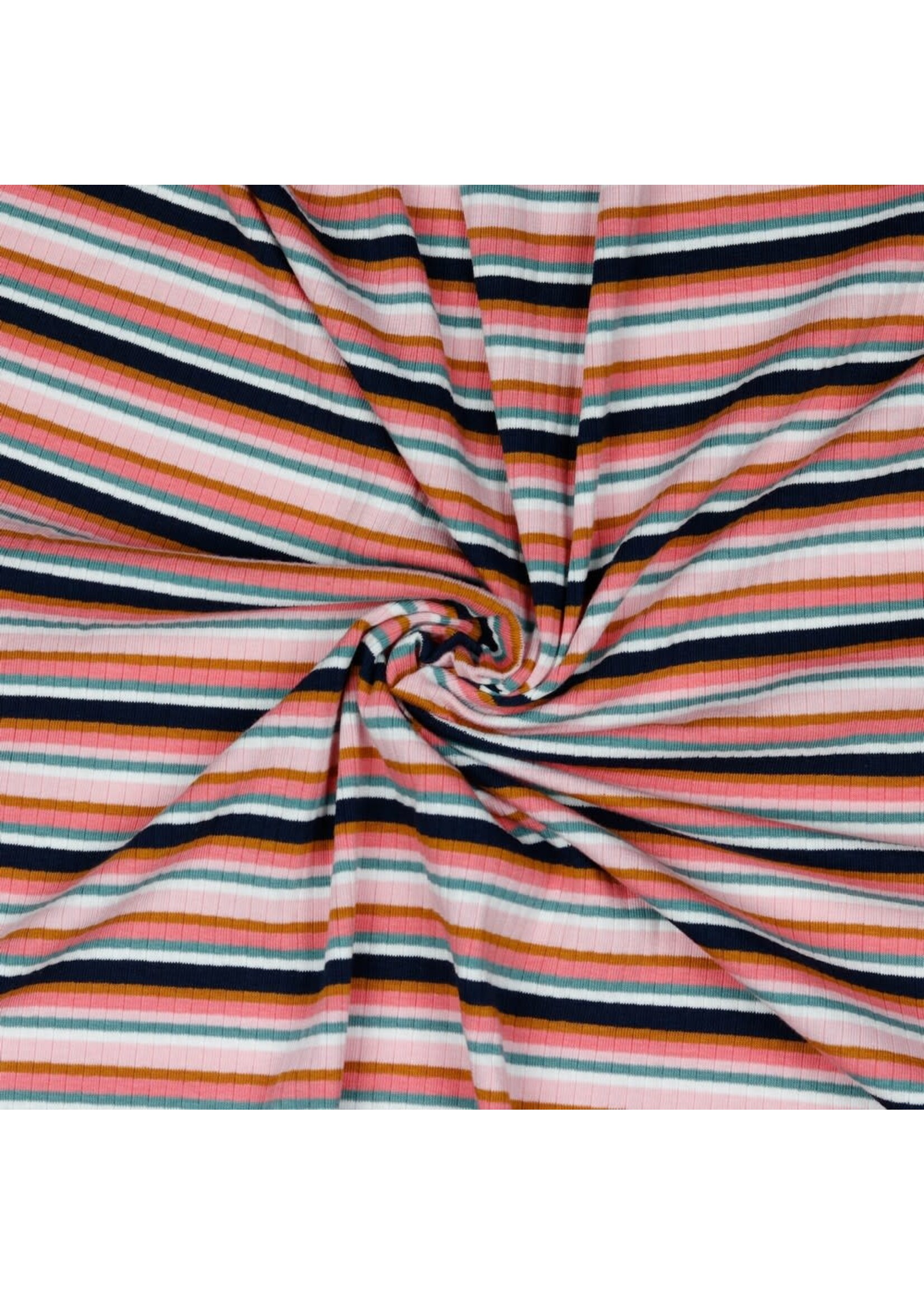 Rib stripe pink - Katoen tricot (17,50 p.m)