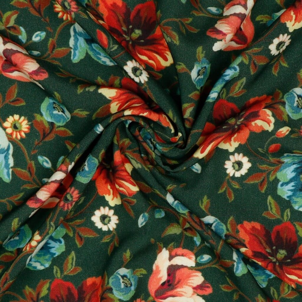 Army green bloemen - Viscose (11.50 p.m)