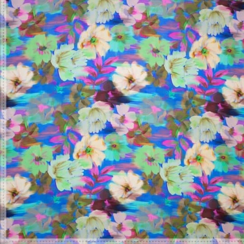 Blurred flowers blue - Viscose (16.00 p.m)