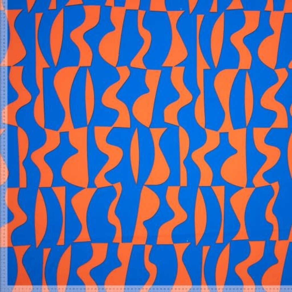 Moos abstract  oranje blauw - Katoen (17,50 p.m)