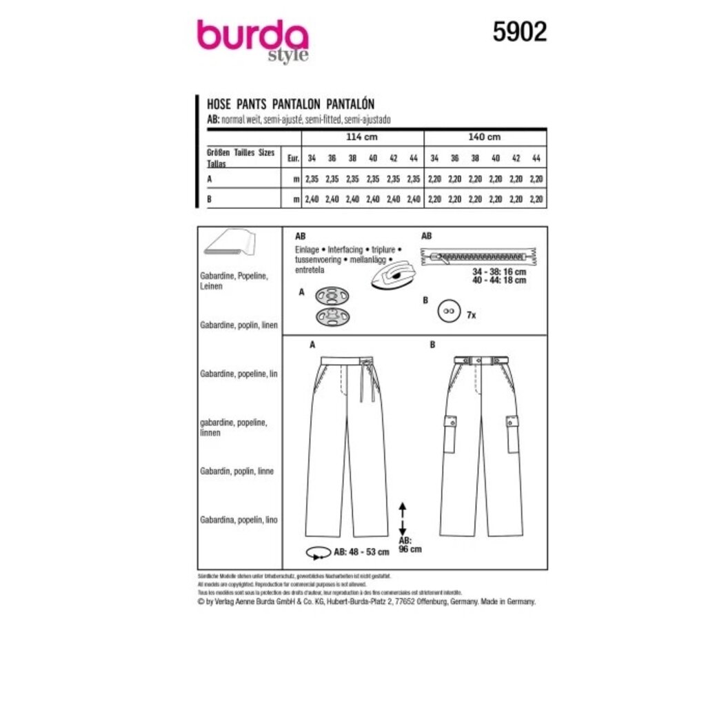 Burda 5902 - Cargo pants