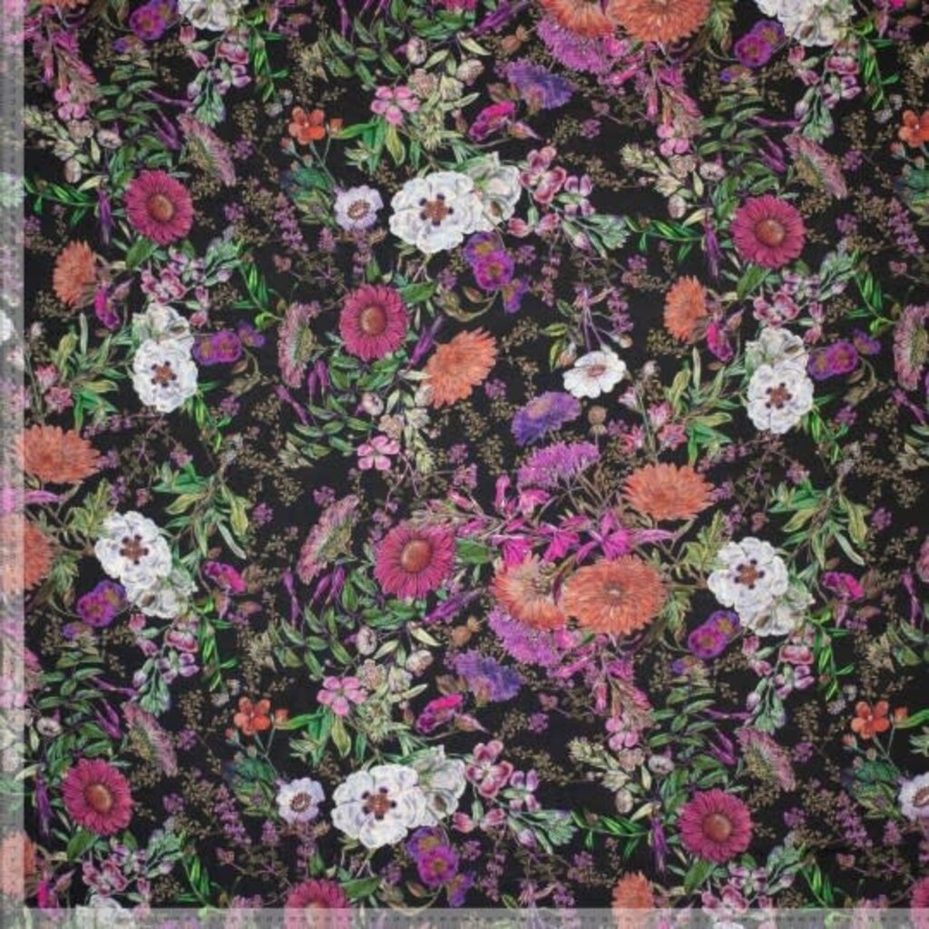 Flower print Purple - Viscose (Coupon 1.50m)