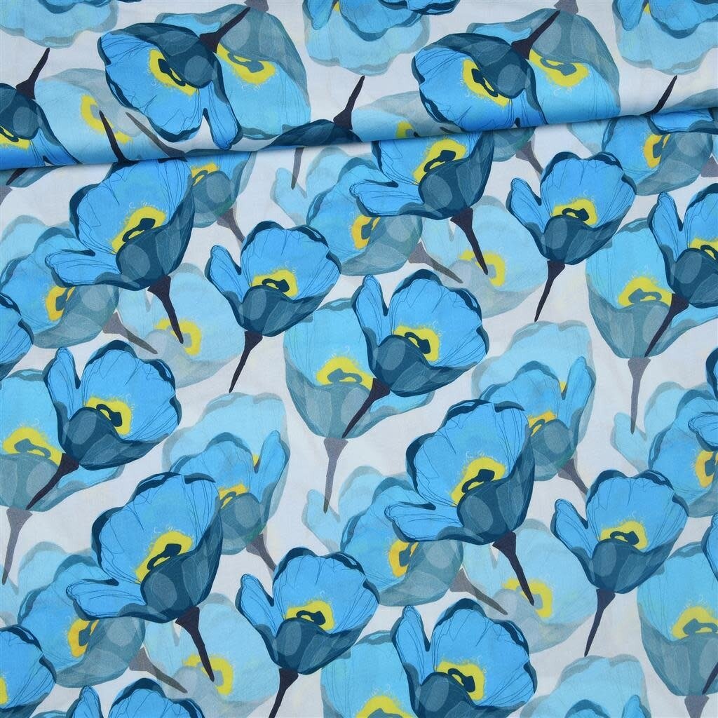 Blue poppies - Viscose (36.50 po.m)